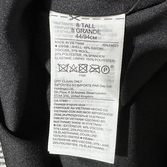 Banana Republic Dress Glen Plaid Shift Wool Blend Short Sleeve Size 8 T Tall NWT - Picture 9 of 9